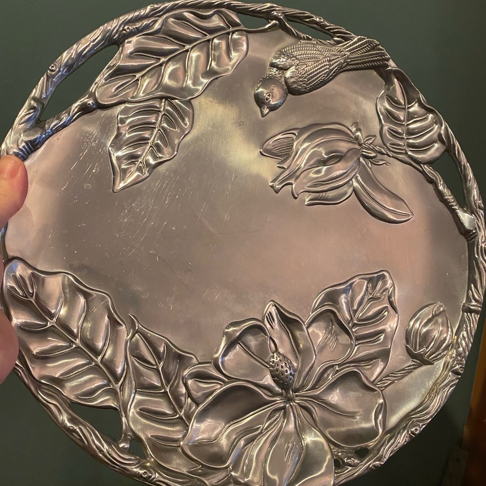Arthur Court - Magnolia and Birds 12” round plate - Picture 2 of 6